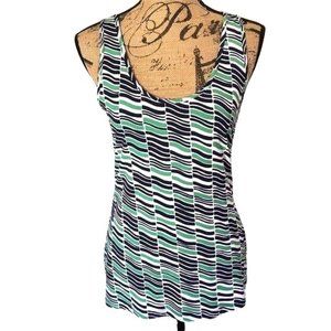 Banana Republic Lucy Tank Top sleeveless blue green abstract print Summer tee S